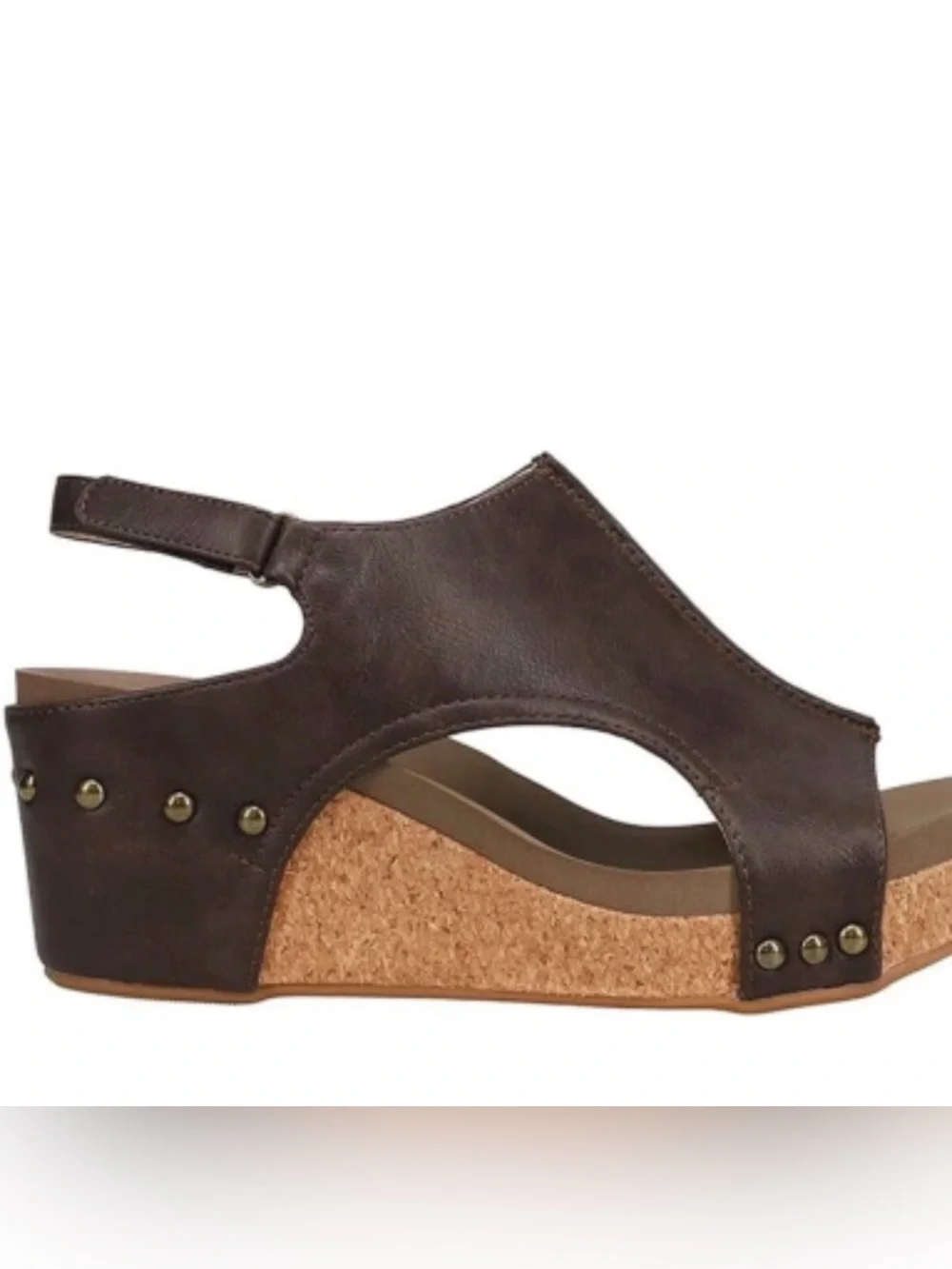 BNWOB Corkys Brown Leather Wedge Sandals SZ 10